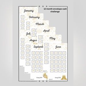 12 Month Laminated Budget Cards